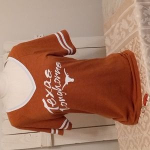 123 Longhorns V Neck Tee Sz L